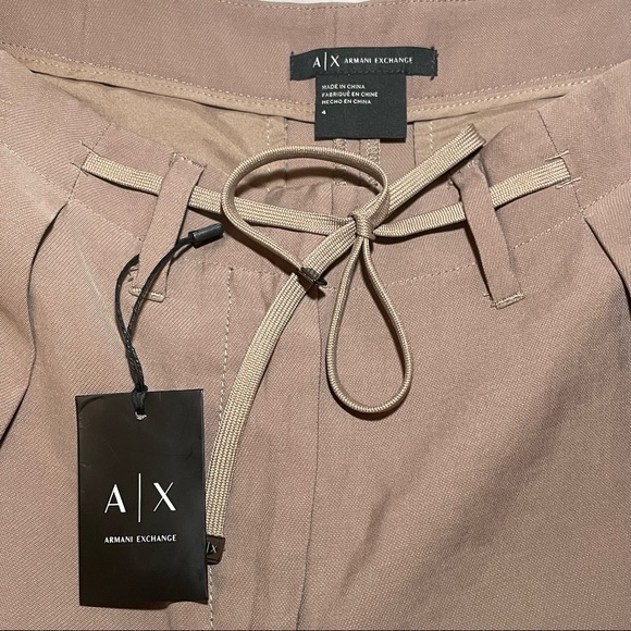 A/X Armani Exchange Pleat Drawstring Trouser Beige Size 4 Tan Pants - Picture 4 of 10